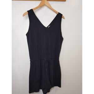 Calvin Klein Womens S Black Romper V Neck Sleeveless Drawstring Pockets